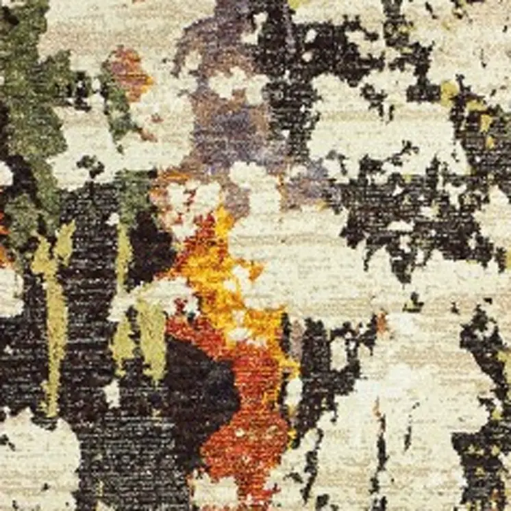 8' Beige And Black Runner Rug
