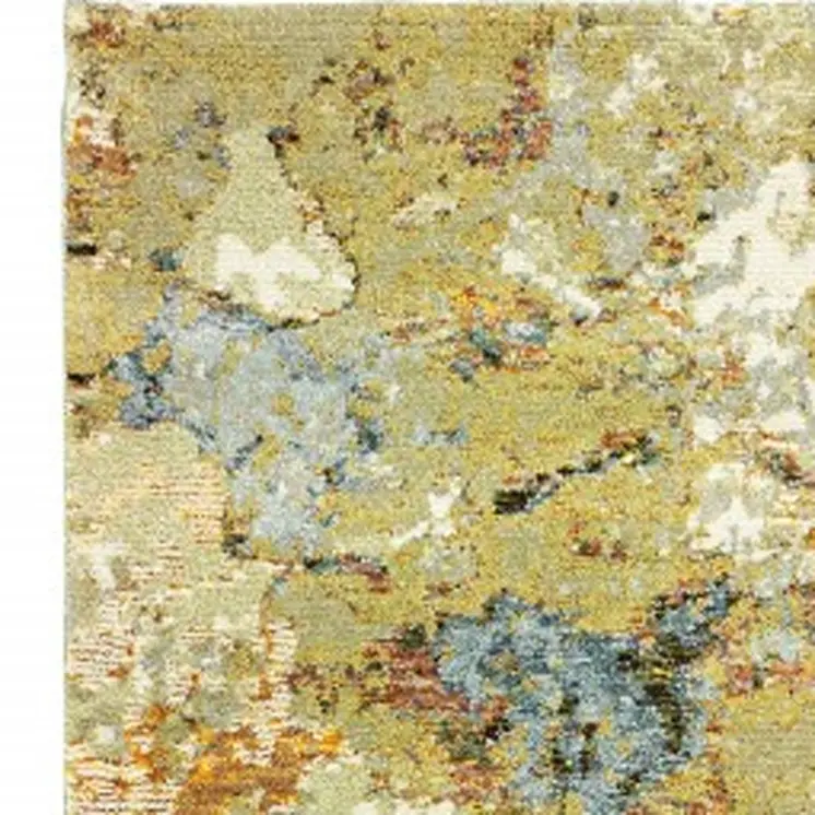 8' Gold And Ivory Runner Rug