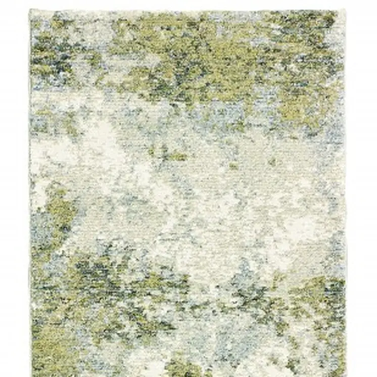 8' Blue And Green Runner Rug