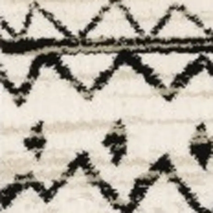 5' X 7' Ivory And Black Abstract Geometric Distressed Area Rug