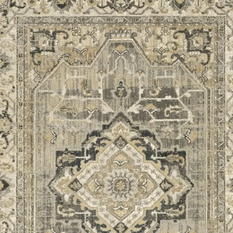 5' X 8' Beige And Gray Medallion Distressed Area Rug