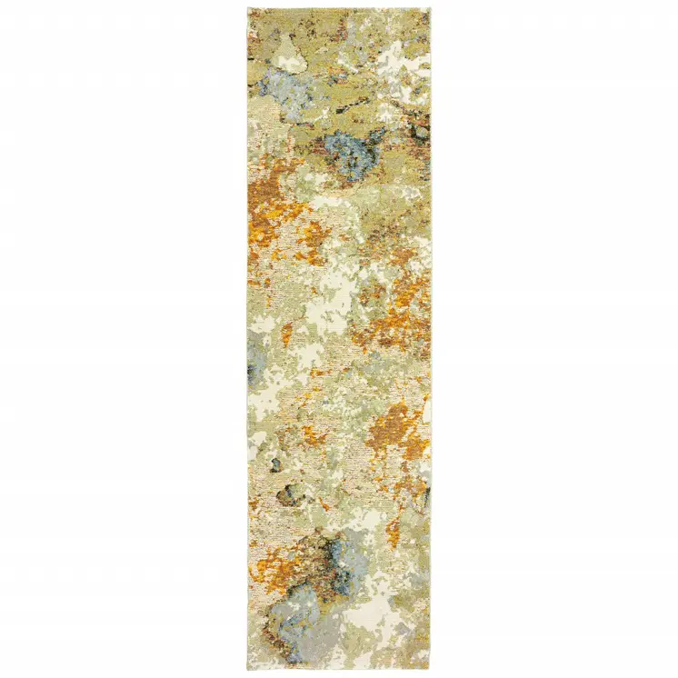 12' Gold And Ivory Runner Rug
