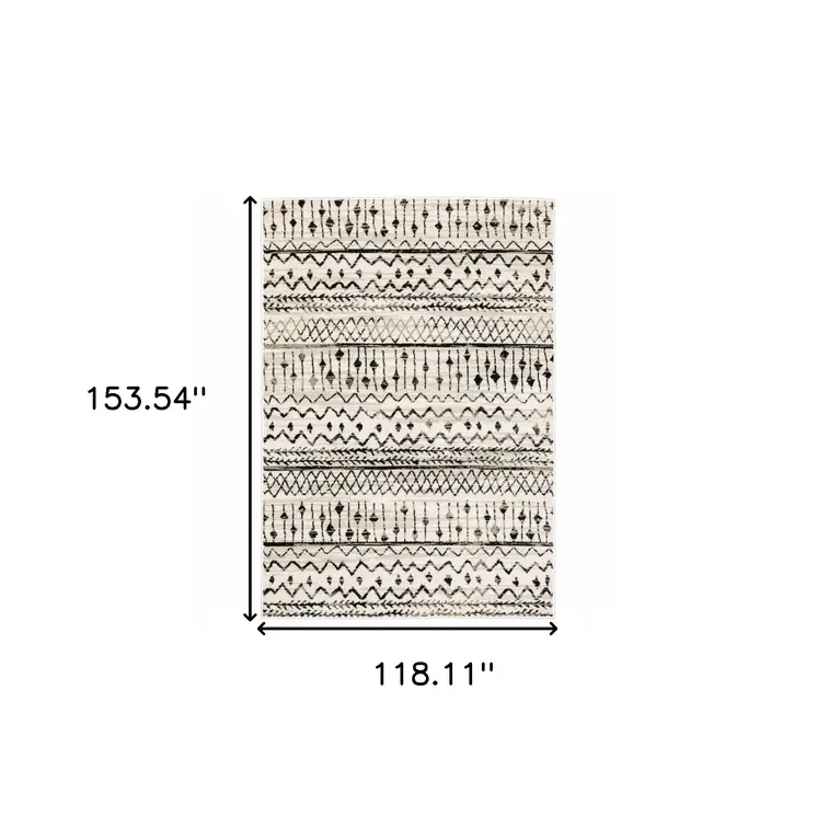 10' X 13' Ivory And Black Abstract Geometric Area Rug