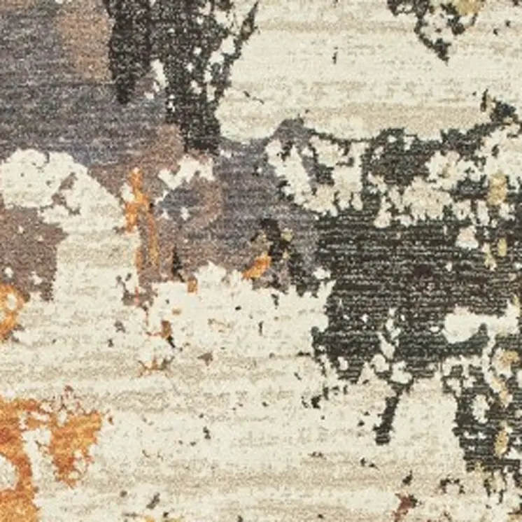 8' Beige and Black Round Power Loom Area Rug