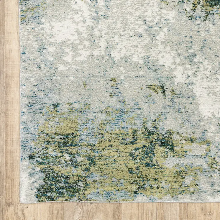 7' X 10' Blue Green Power Loom Area Rug