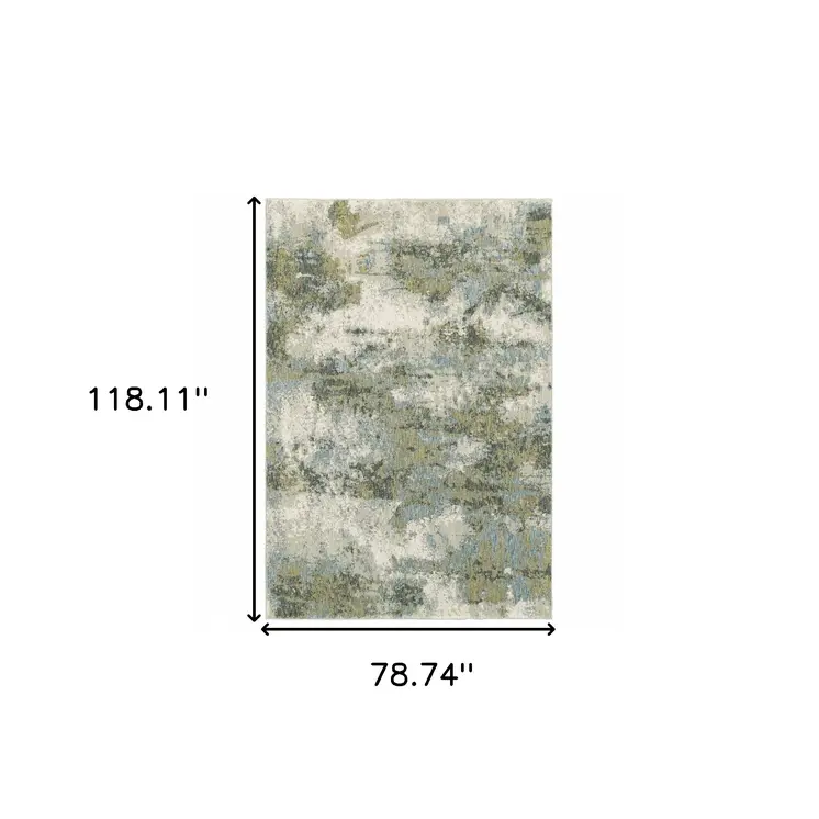 7' X 10' Blue Green Power Loom Area Rug