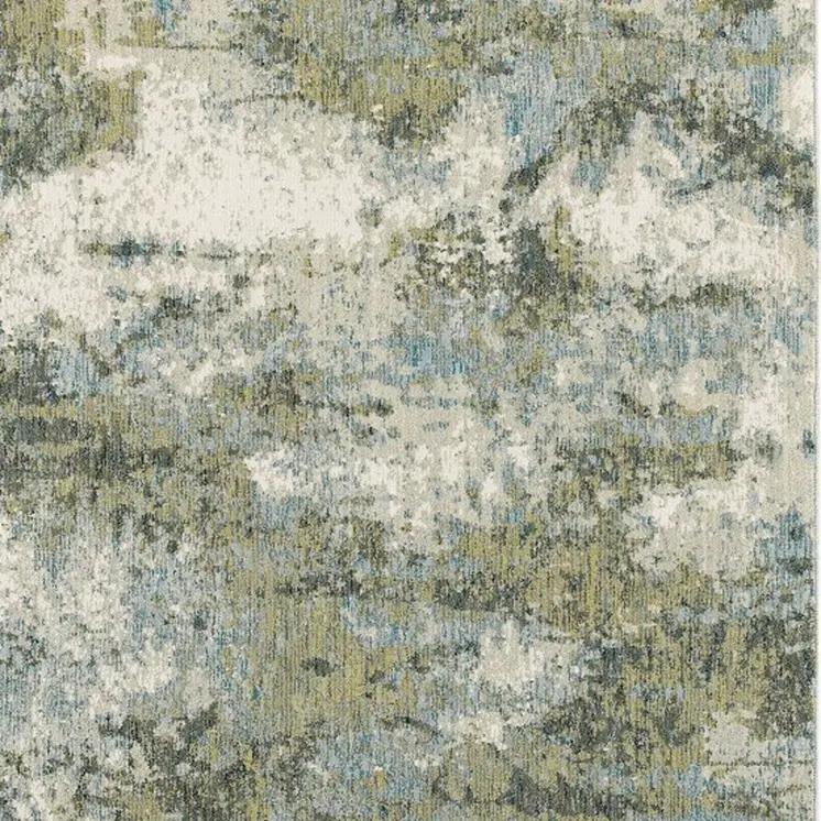 7' X 10' Blue Green Power Loom Area Rug
