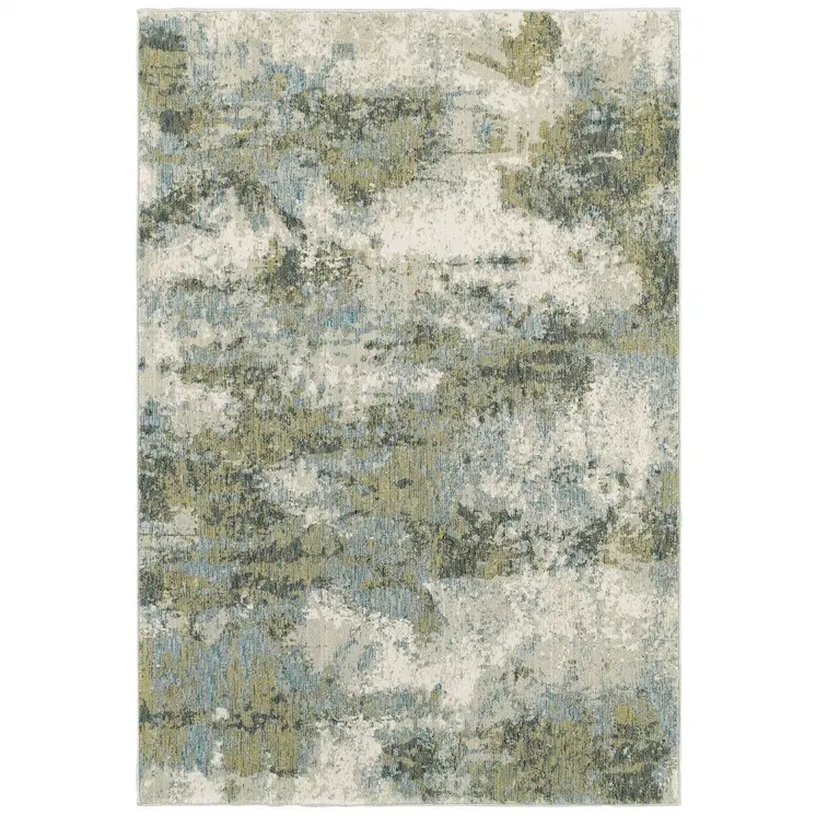 7' X 10' Blue Green Power Loom Area Rug