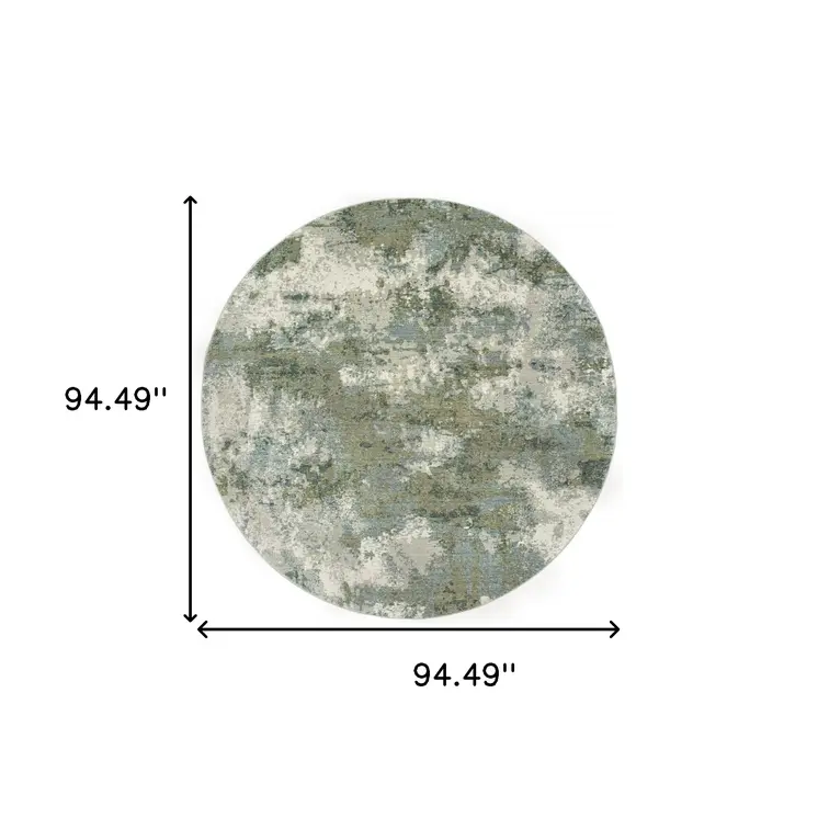 8' Blue Green Round Power Loom Area Rug