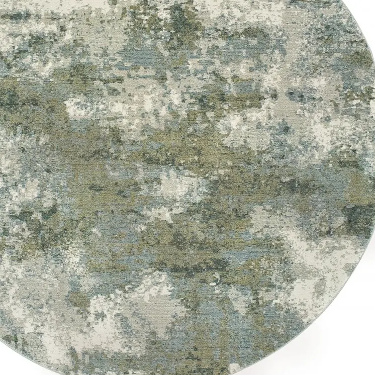 8' Blue Green Round Power Loom Area Rug