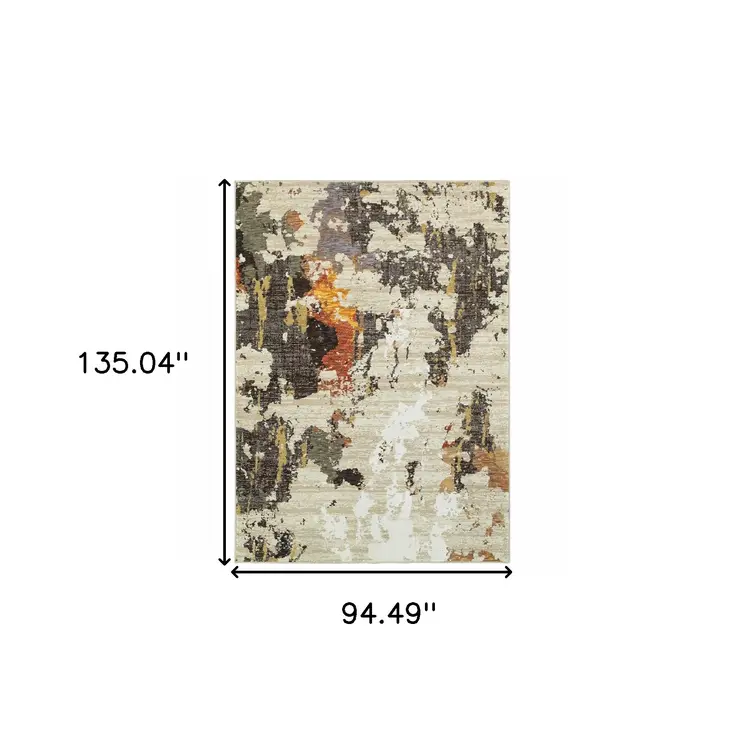 8' X 11' Beige and Black Power Loom Area Rug