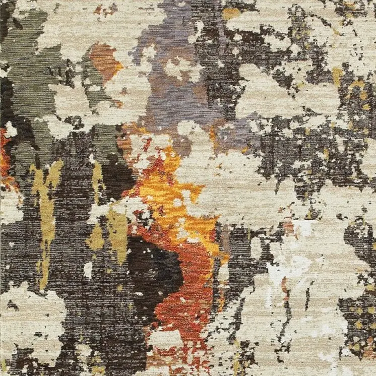 8' X 11' Beige and Black Power Loom Area Rug