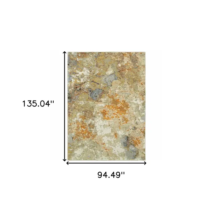8' X 11' Gold and Ivory Power Loom Area Rug