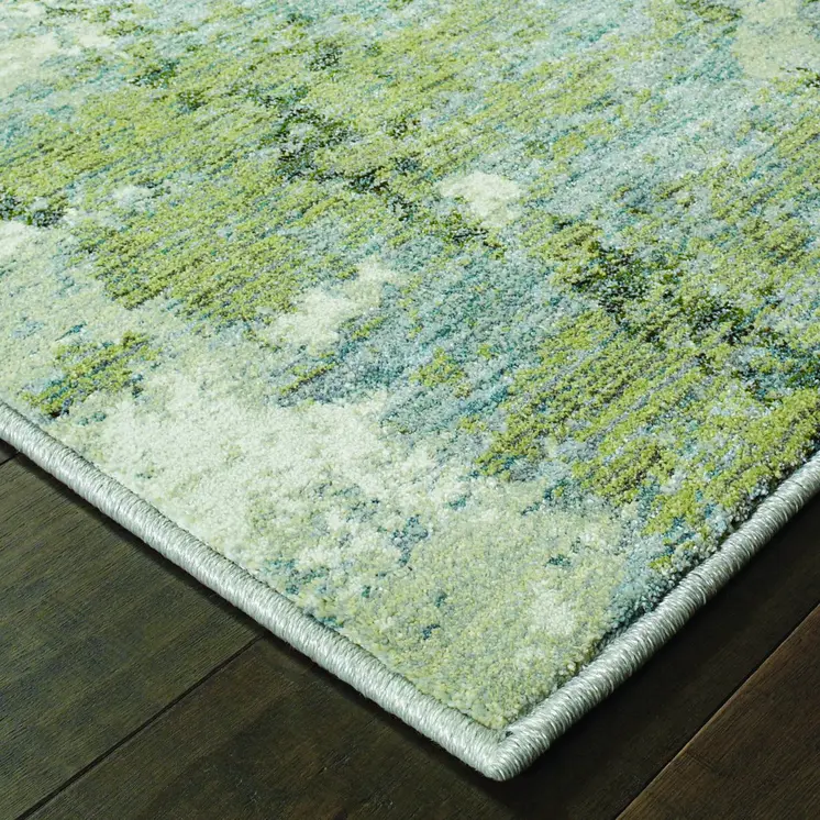 8' X 11' Blue Green Power Loom Area Rug