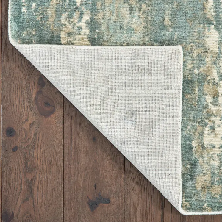 6' X 9' Blue And Gray Abstract Hand Loomed Distressed Area Rug