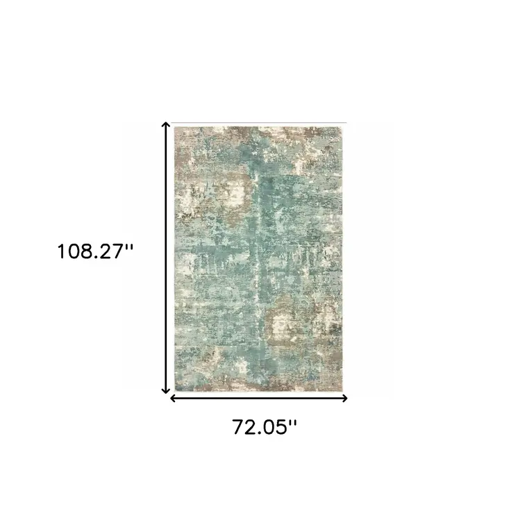 6' X 9' Blue And Gray Abstract Hand Loomed Distressed Area Rug