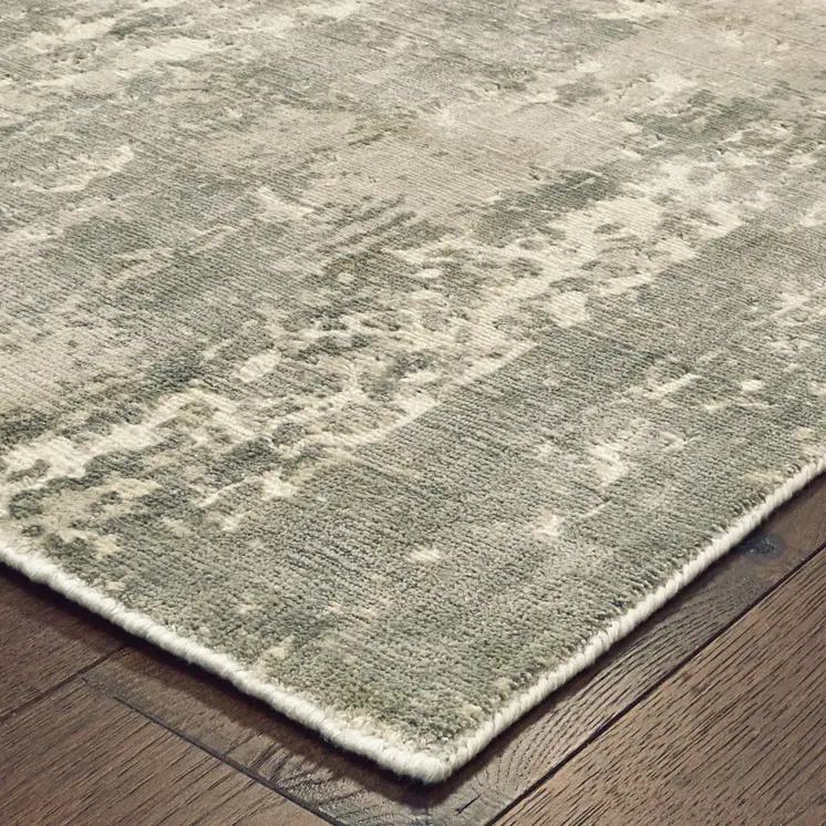 6' X 9' Gray And Ivory Abstract Hand Loomed Distressed Area Rug