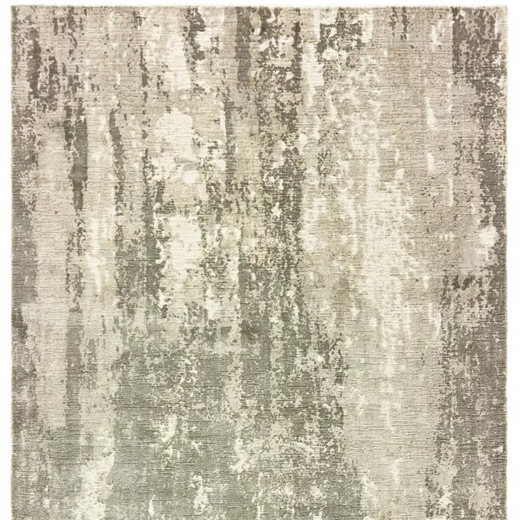 6' X 9' Gray And Ivory Abstract Hand Loomed Distressed Area Rug