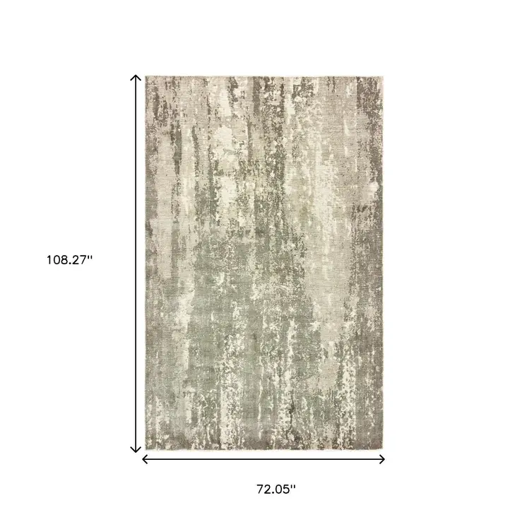 6' X 9' Gray And Ivory Abstract Hand Loomed Distressed Area Rug