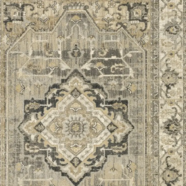 10' X 13' Beige And Gray Medallion Distressed Area Rug