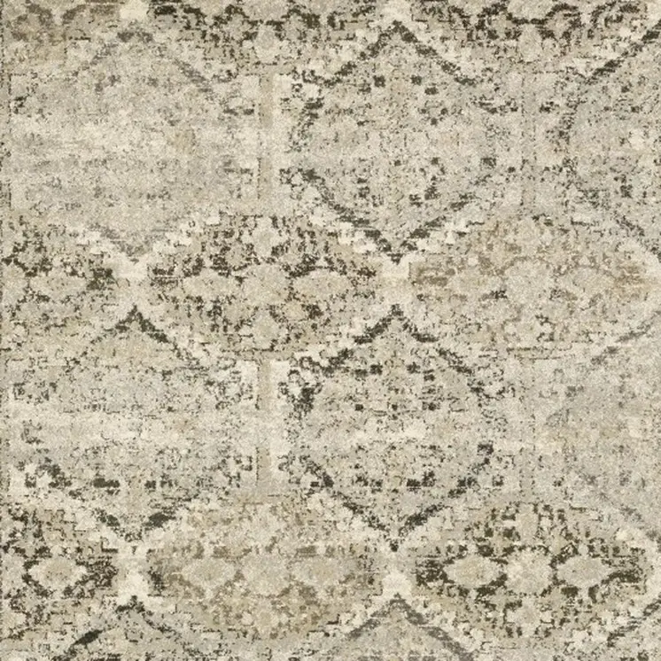 10' X 13' Ivory And Gray Trellis Distressed Area Rug