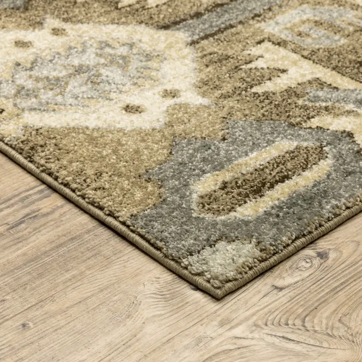 10' X 13' Tan And Gold Medallion Area Rug