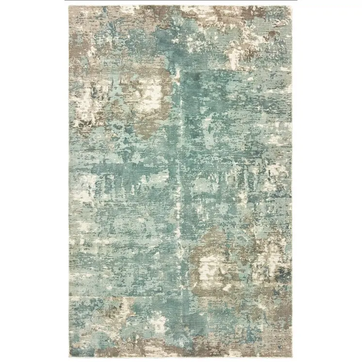 8' X 10' Blue And Gray Abstract Hand Loomed Distressed Area Rug