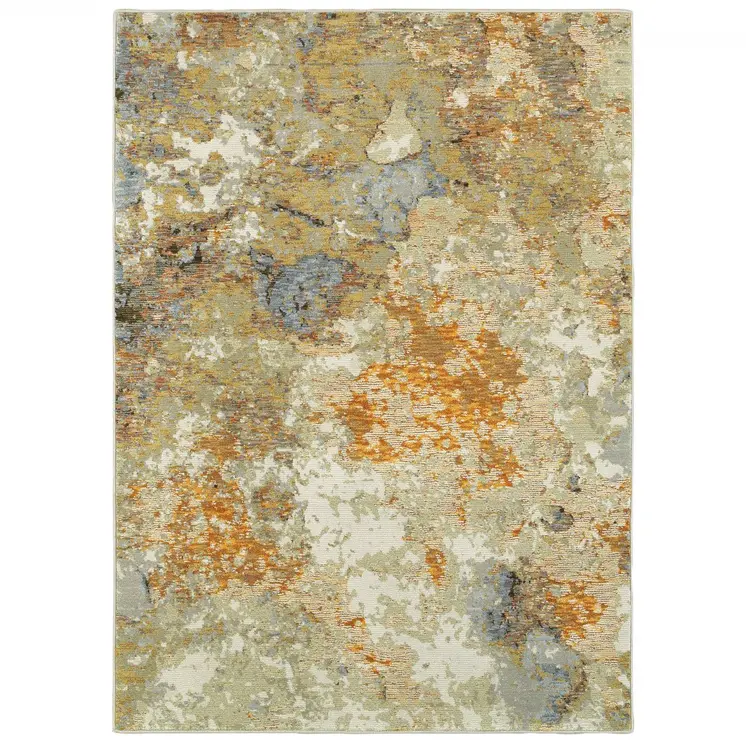 10' X 13' Beige Gold And Ivory Abstract Area Rug