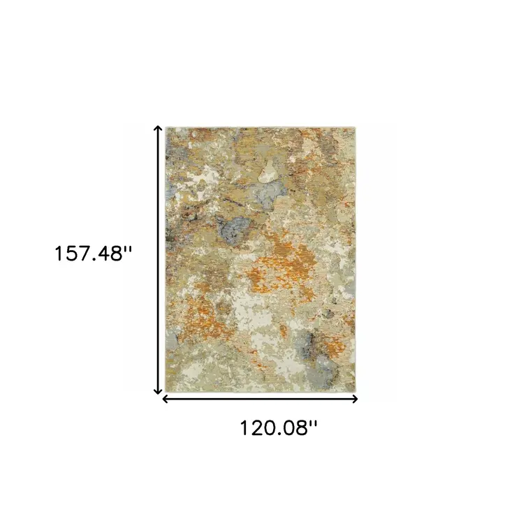 10' X 13' Beige Gold And Ivory Abstract Area Rug