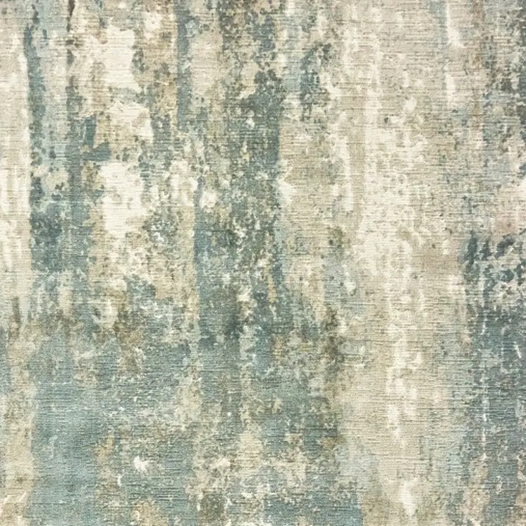 10' X 14' Blue And Gray Abstract Hand Loomed Distressed Area Rug