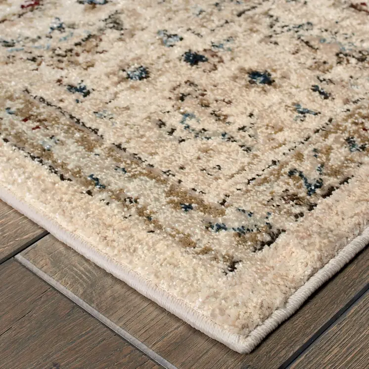 8' X 11' Ivory And Gold Medallion Distressed Area Rug