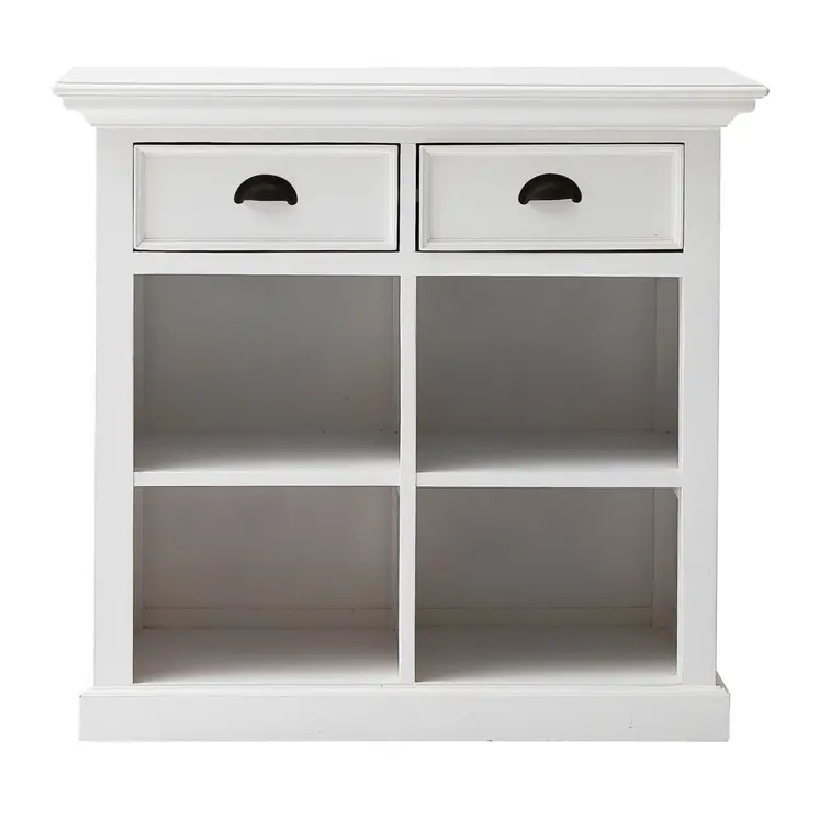 35" White Accent Cabinet With Two Drawers and Baskets