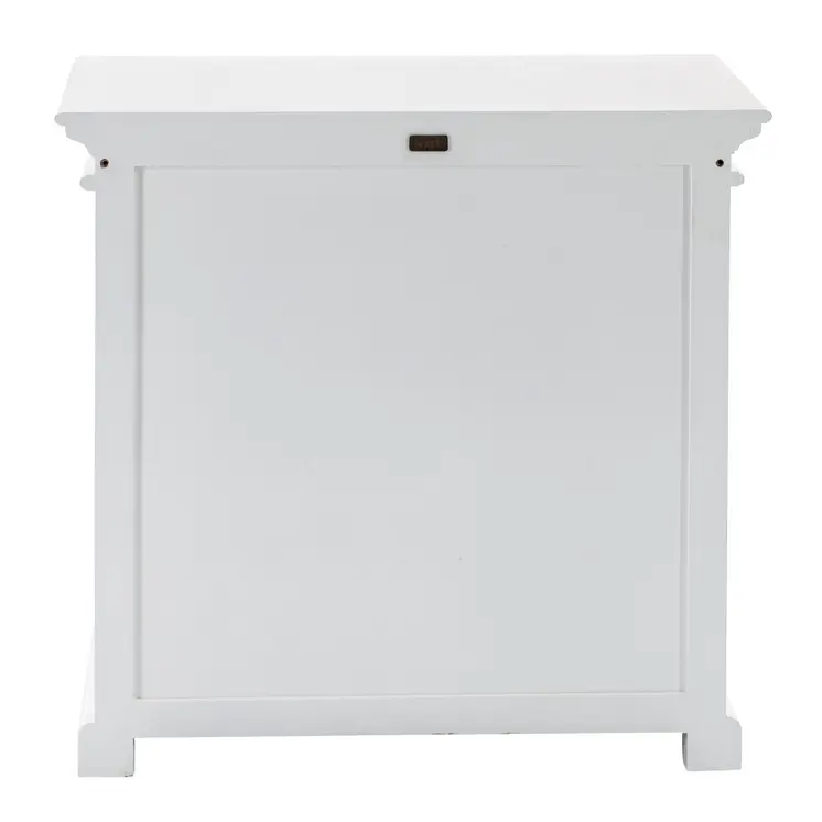 35" White Wood and Glass Two Door Accent Cabinet