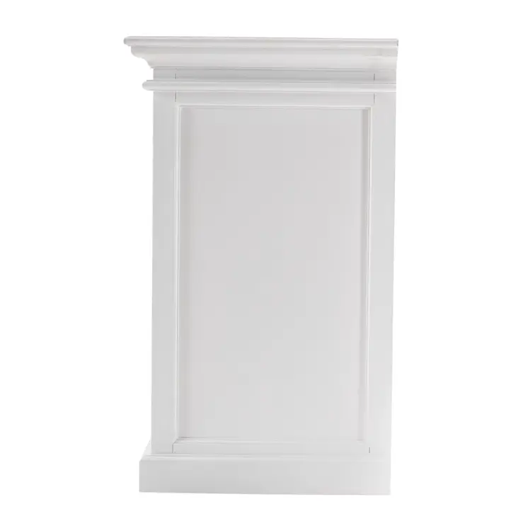 64" White Distressed Solid Wood Sideboard with Four Glass Doors