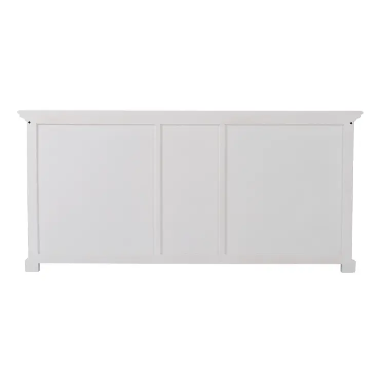 71" White Solid Wood Three Drawer Sideboard with Five Doors