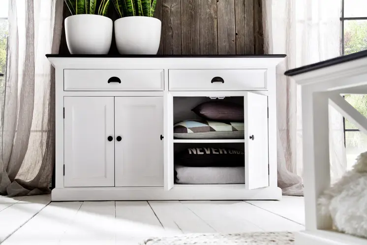 Modern Farmhouse Black And White Buffet Server