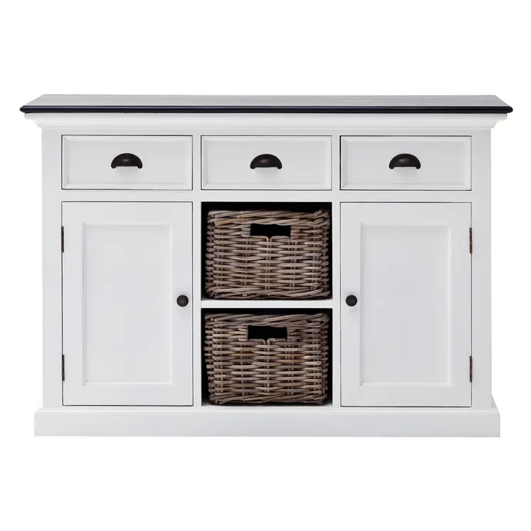 Modern Farmhouse Black And White Large Accent Cabinet
