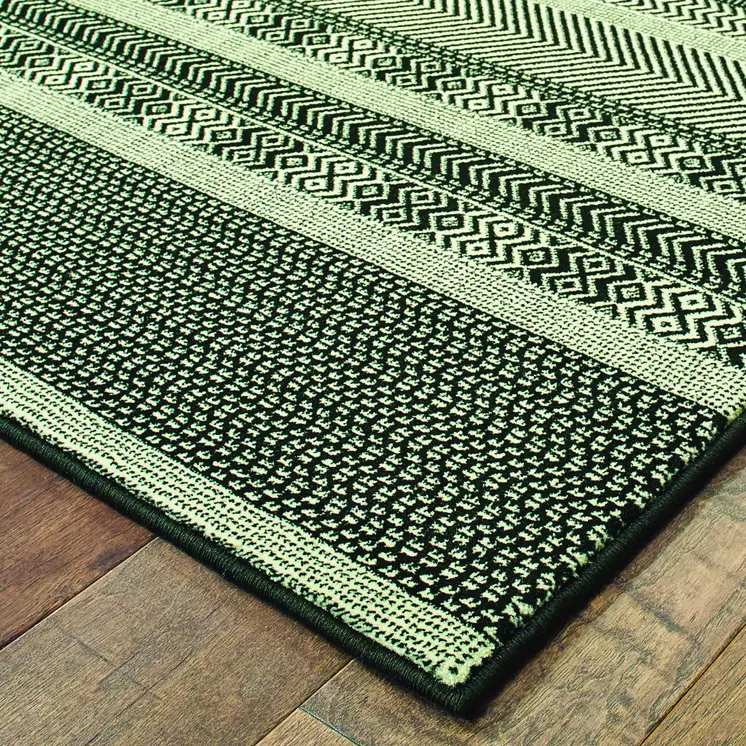 10' X 13' Black And Ivory Geometric Area Rug