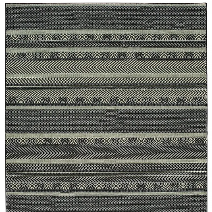 10' X 13' Black And Ivory Geometric Area Rug