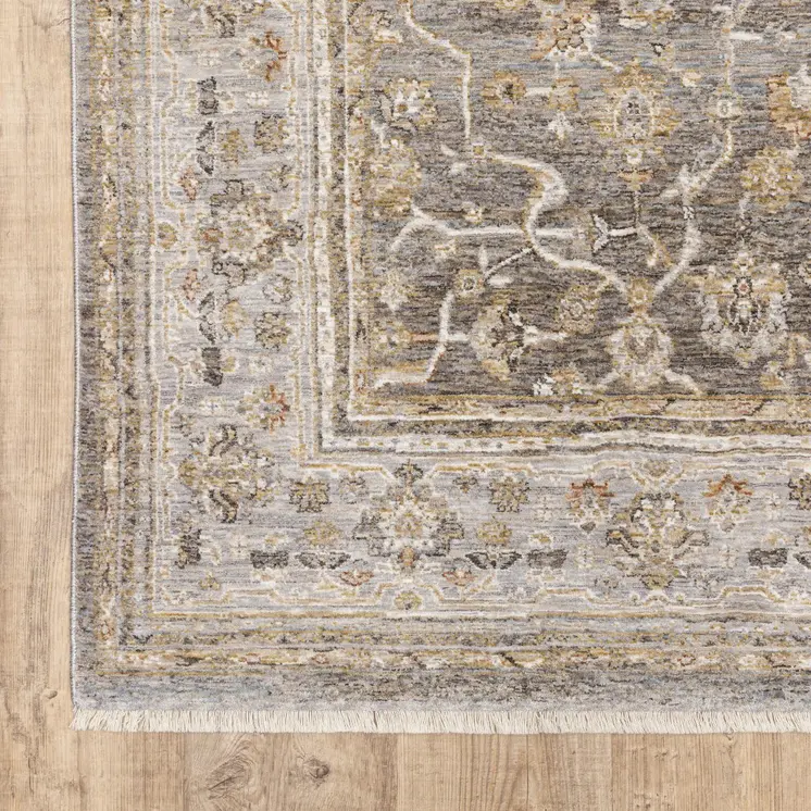 6' X 9' Beige Grey Machine Woven Oriental Indoor Arean Rug