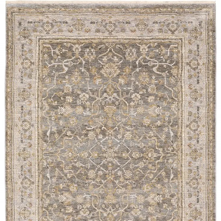 6' X 9' Beige Grey Machine Woven Oriental Indoor Arean Rug