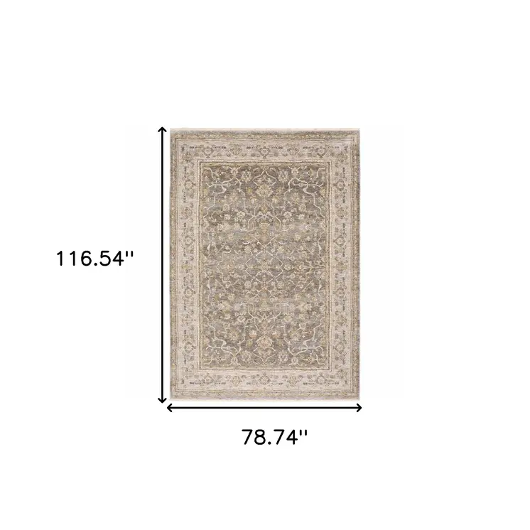 6' X 9' Beige Grey Machine Woven Oriental Indoor Arean Rug