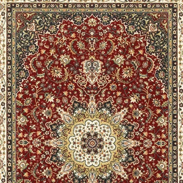 4' X 6' Red And Ivory Floral Medallion Area Rug