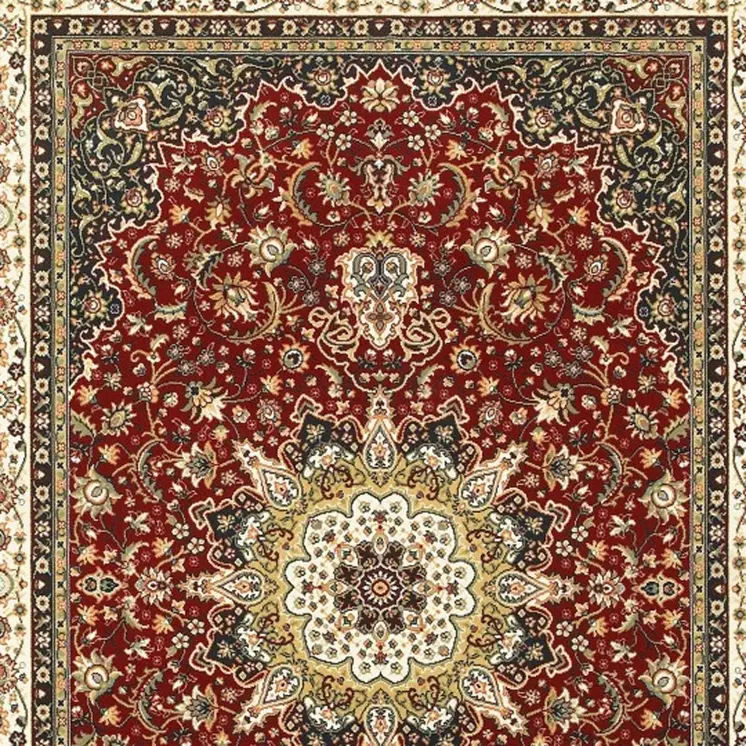 10' X 13' Red And Ivory Floral Medallion Area Rug