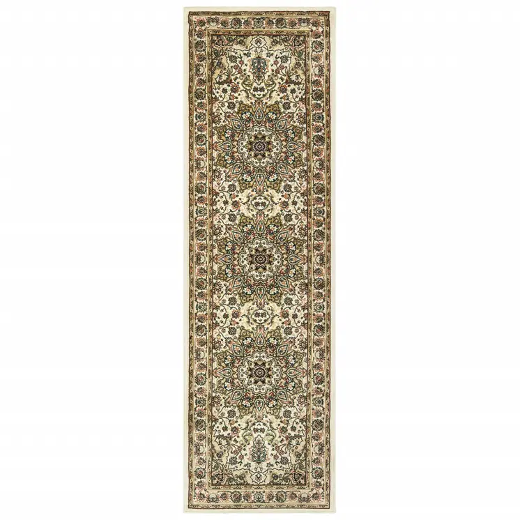 8' Beige And Ivory Runner Rug