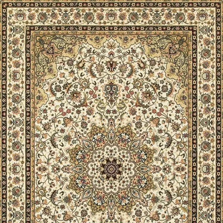 5' X 8' Ivory And Beige Floral Medallion Area Rug