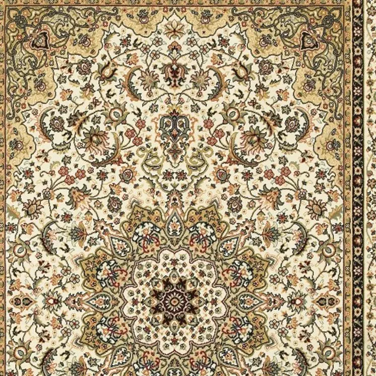 10' X 13' Ivory And Beige Floral Medallion Area Rug