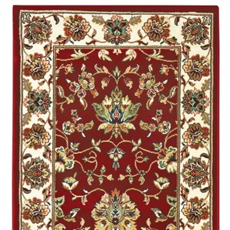 8' Red And Ivory Runner Rug
