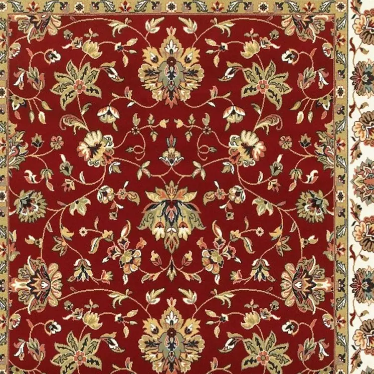5' X 8' Red and Ivory Oriental Power Loom Area Rug