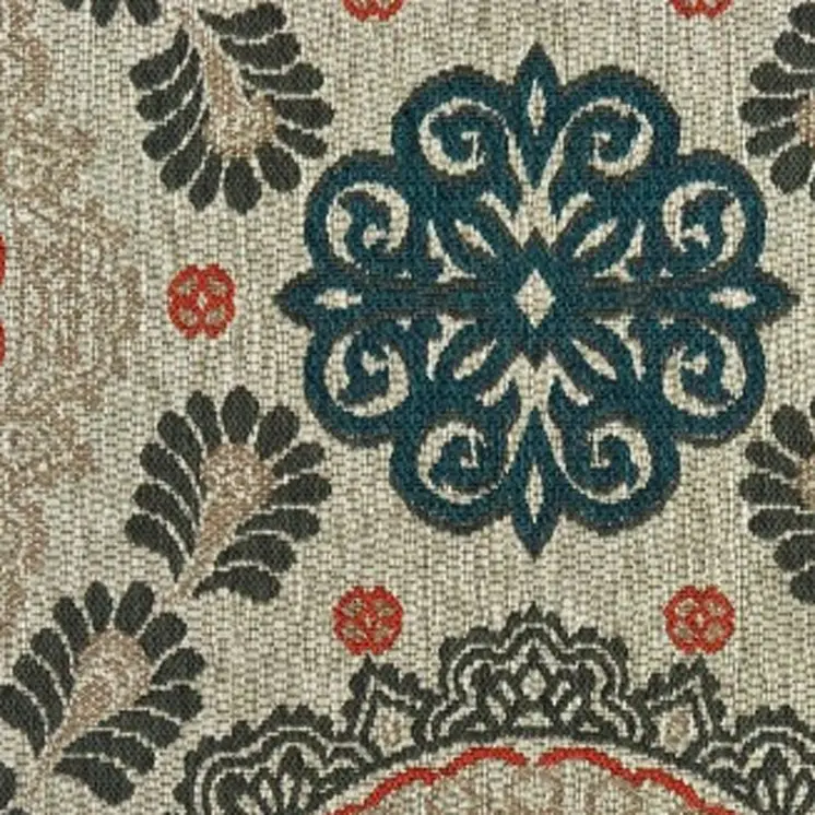 8' X 10' Blue And Gray Damask Indoor Outdoor Area Rug